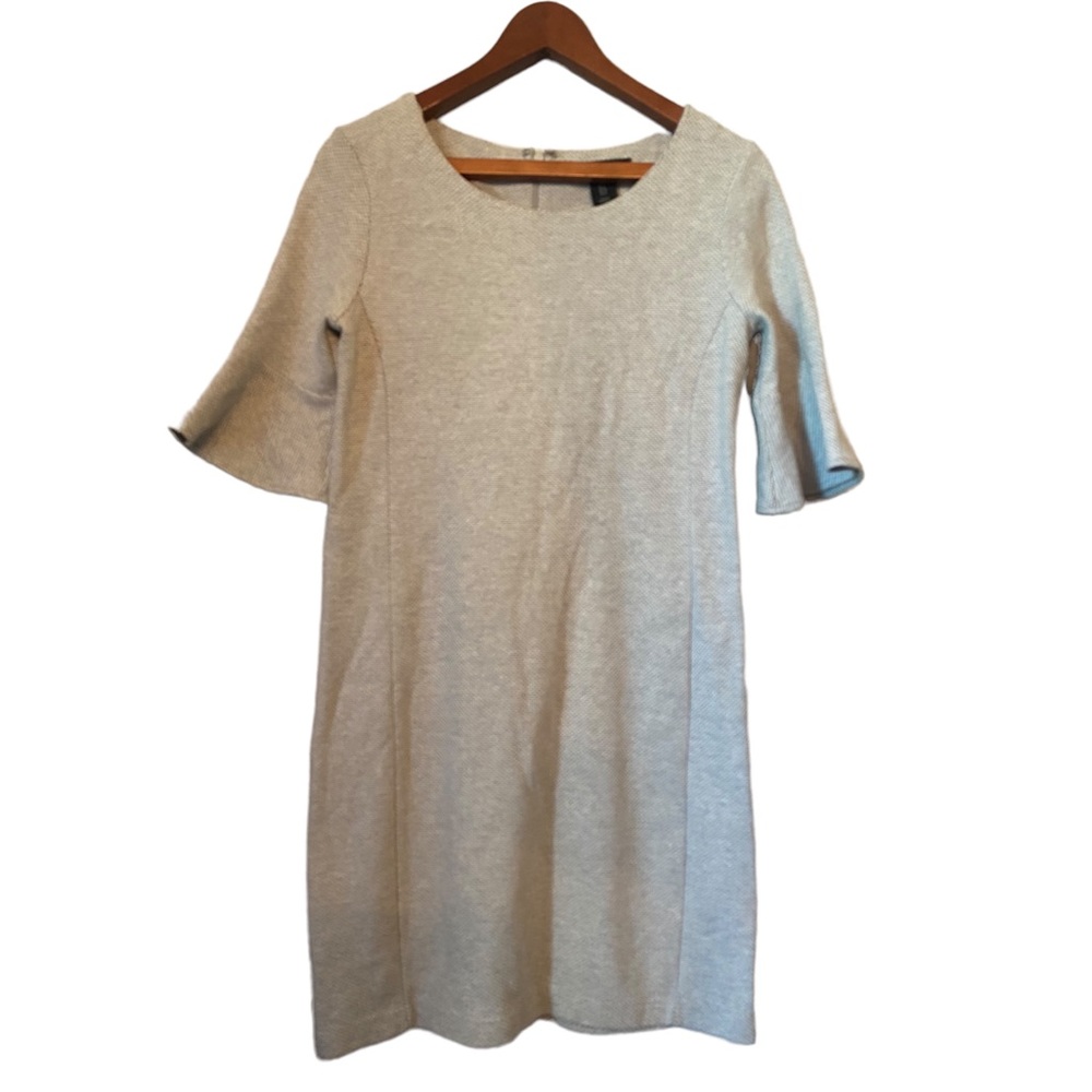 Tahari Light Gray Bell Sleeved Dress